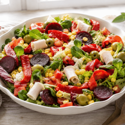 Ensalada multicolor con vinagreta