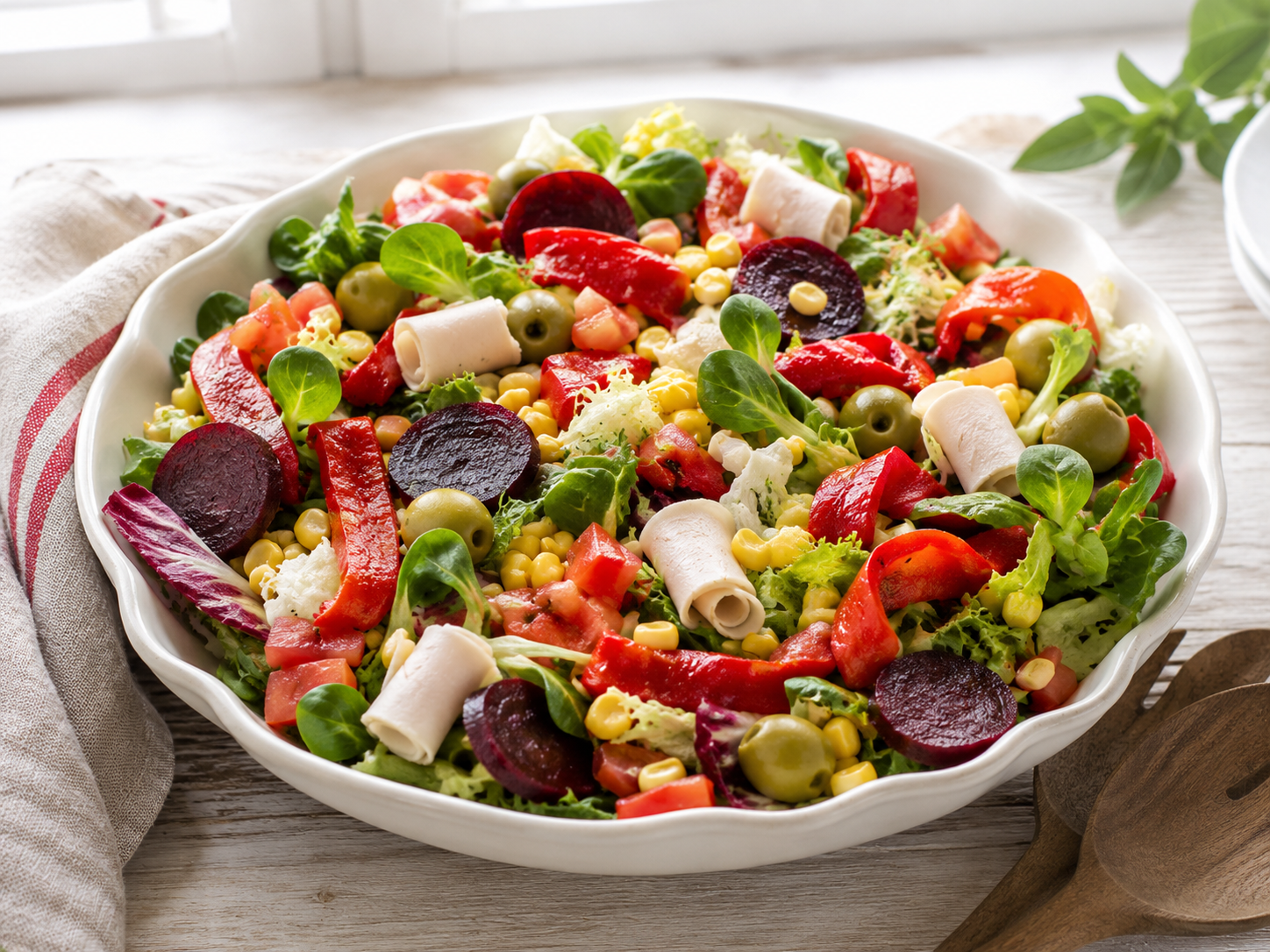 Ensalada multicolor con vinagreta