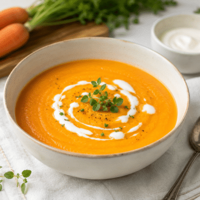 Crema de zanahorias con queso y yogurt griego