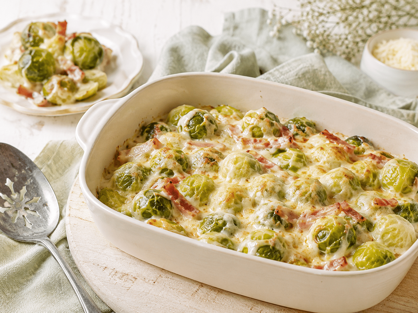 Coles de bruselas gratinadas en el horno