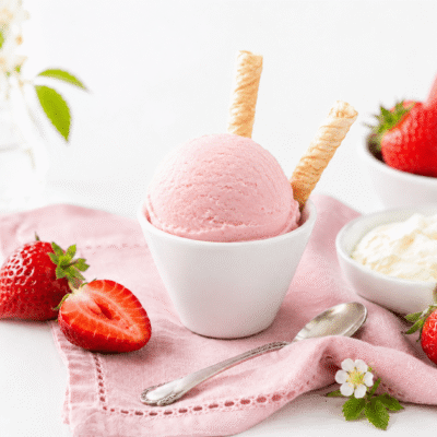 Helado de fresas con mascarpone