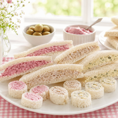 Sandwiches de verano: de salami, de nueces y de mantequilla con ajo y perejil
