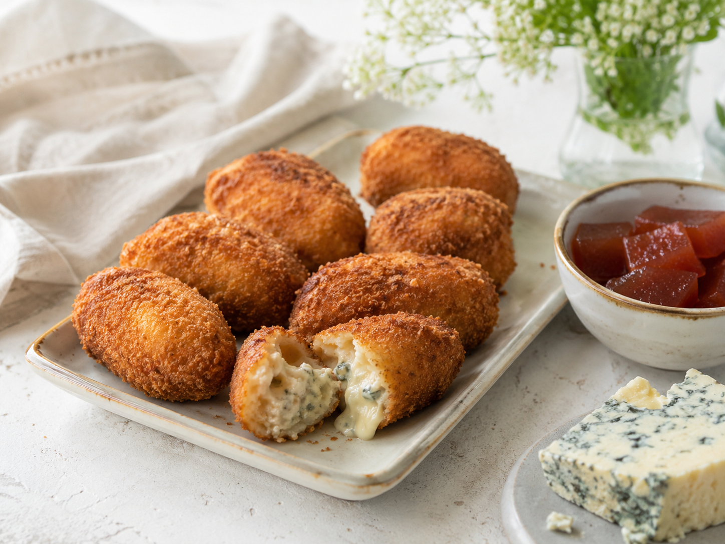 Croquetas de Cabrales con salsa de membrillo