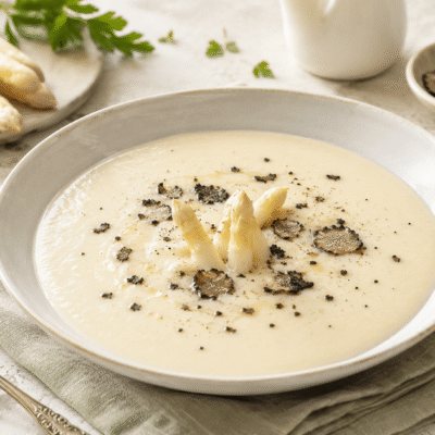 Crema de espárragos con trufa