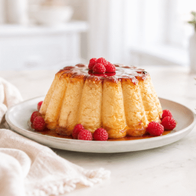 Pudin de pan, huevos, leche y pasas