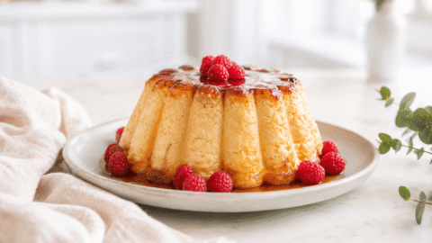 Pudin de pan, huevos, leche y pasas
