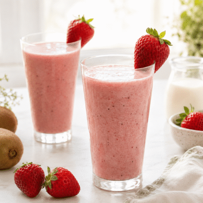 Smoothie de fresas con kiwi y leche de soja