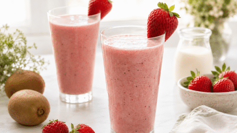 Smoothie de fresas con kiwi y leche de soja