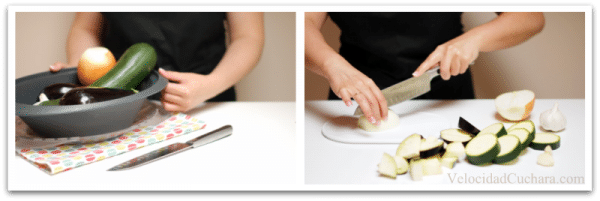 Corta las verduras para el Ratatouille Corta las verduras para el Ratatouille
