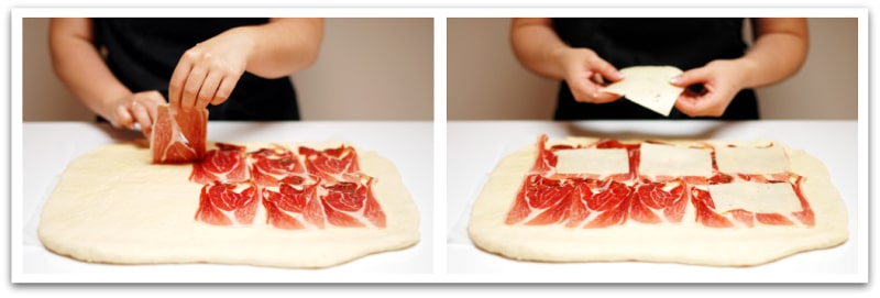 Empieza a cubrir la masa con los ingredientes Empieza a cubrir la masa con los ingredientes