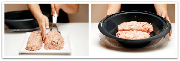 Coloca el rollo de pollo con cuidado en el interior del Varoma Coloca el rollo de pollo con cuidado en el interior del Varoma