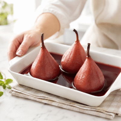 Peras al vino tinto con Thermomix