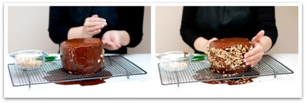 Receta de Tarta Rayada con Thermomix: Cubre los laterales con nueces Receta de Tarta Rayada con Thermomix: Cubre los laterales con nueces