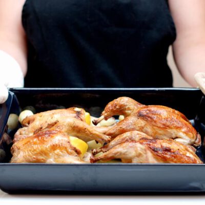 Receta de Picantones al vino con Thermomix y al horno