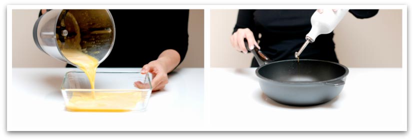 Prepara los huevos batidos para rebozar, y la sartén con aceite virgen extra Prepara los huevos batidos para rebozar, y la sartén con aceite virgen extra