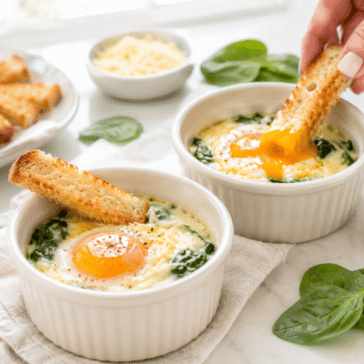 Huevos en Cocotte con espinacas