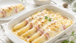 Espárragos blancos gratinados
