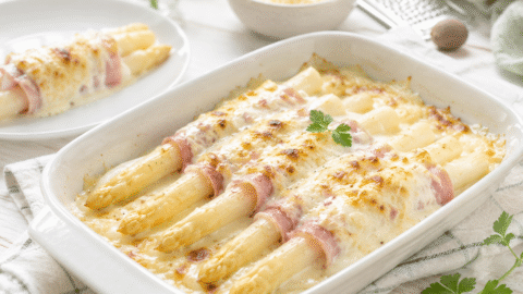 Espárragos blancos gratinados
