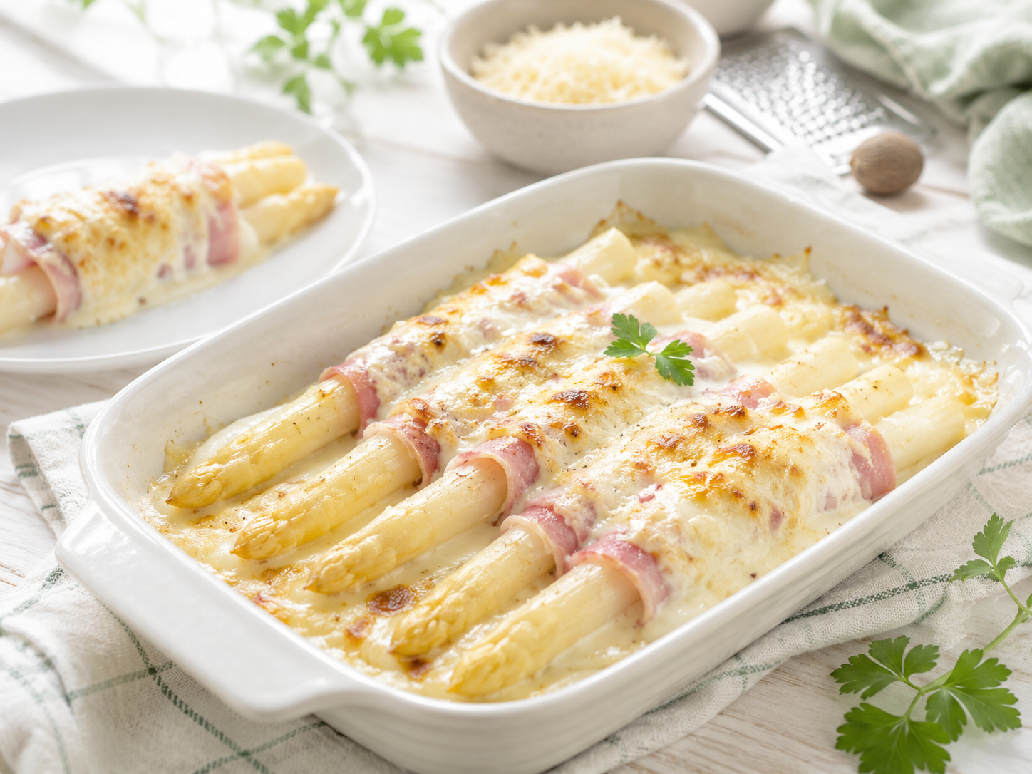 Espárragos blancos gratinados