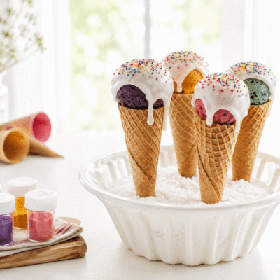 Helado bizcocho de colores
