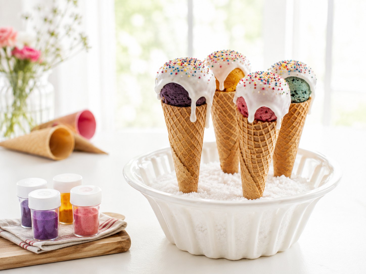 Helado bizcocho de colores