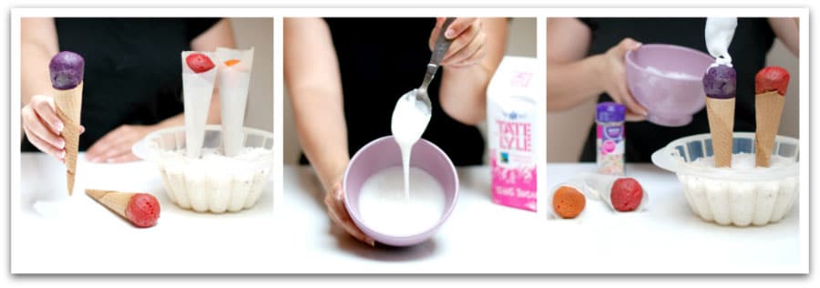 Tenemos listos los helados, ahora hacemos el glaseado Icing sugar Tenemos listos los helados, ahora hacemos el glaseado Icing sugar