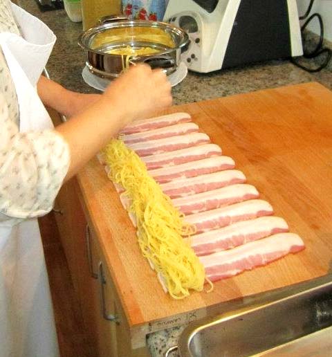 Rulos carbonara con Thermomix Rulos carbonara con Thermomix