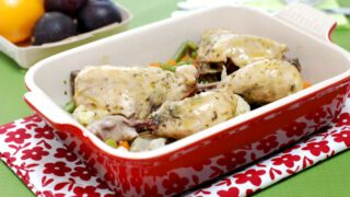 Pollo a las hierbas con verduras al varoma en Thermomix