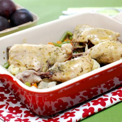 Pollo a las hierbas con verduras al varoma en Thermomix