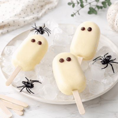 Helados fantasma de vainilla para Halloween