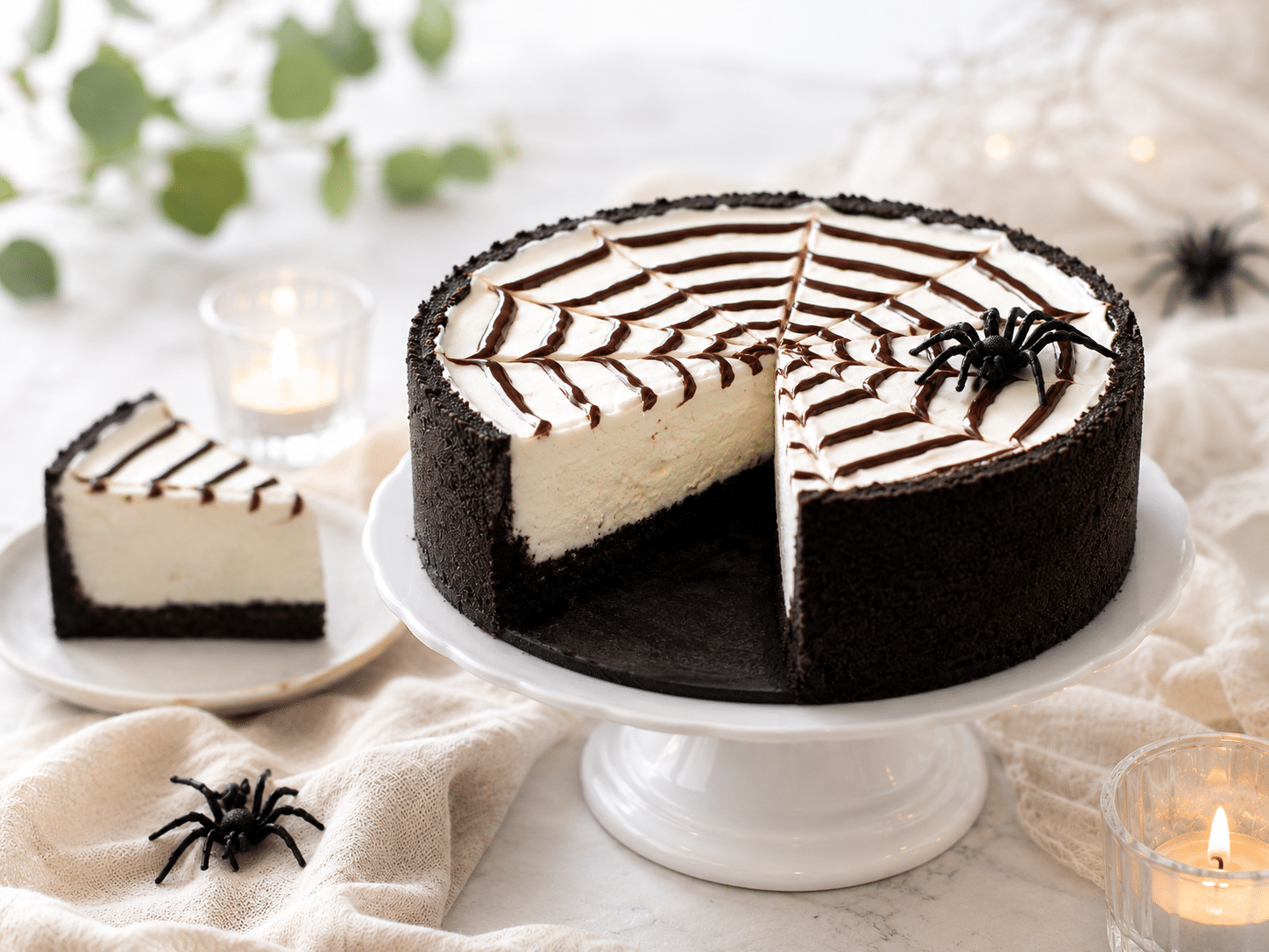 Tarta tela de araña "sin horno", el corte