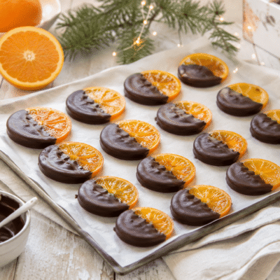 Naranjas confitadas con chocolate para Navidad