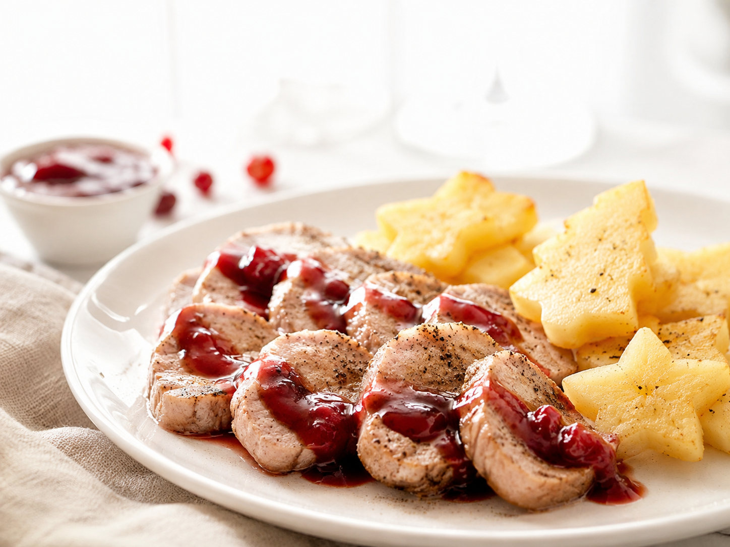 Solomillo ibérico en salsa de frutos rojos