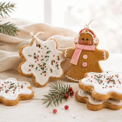 Galletas con glasa para el árbol de Navidad