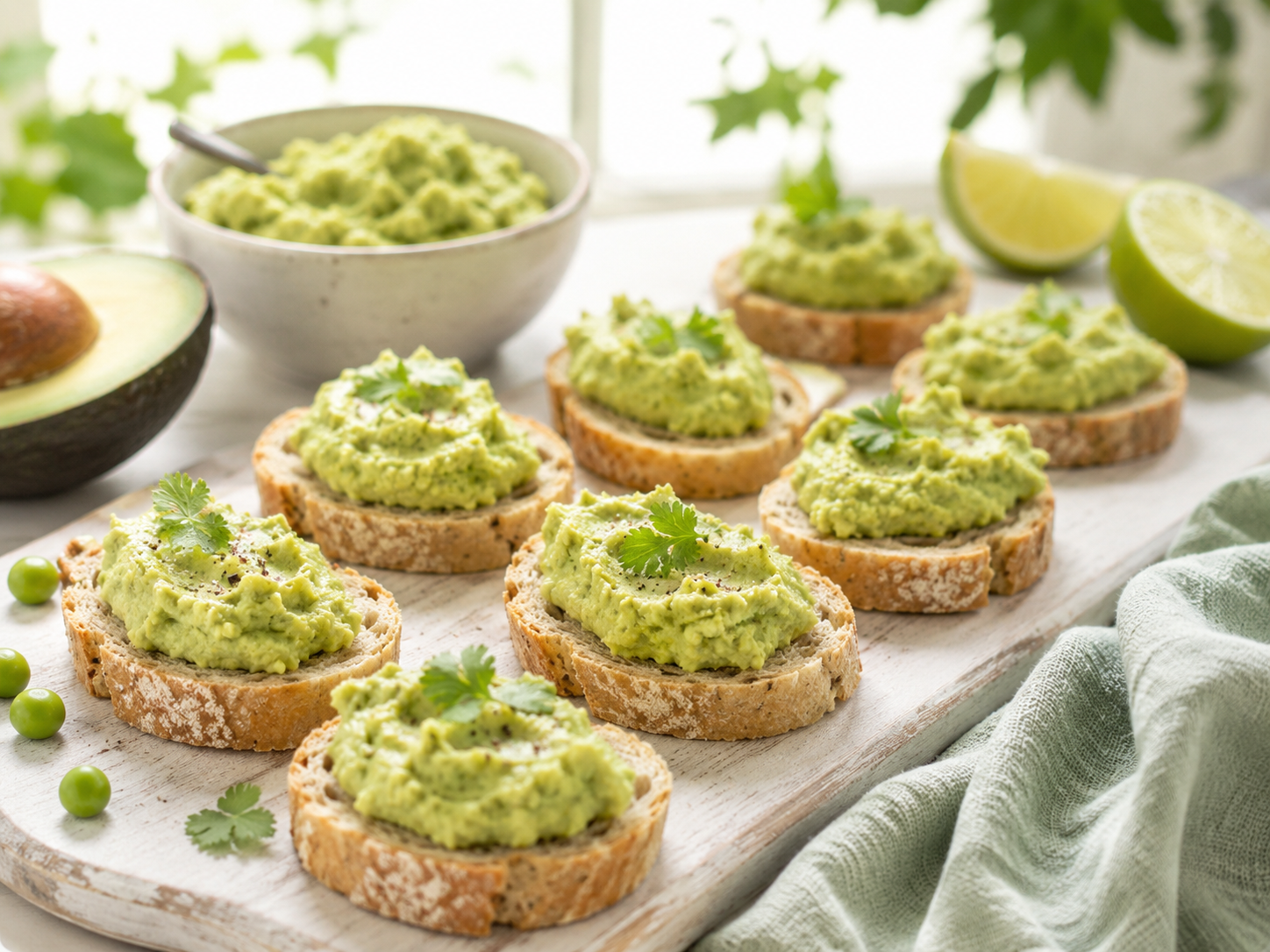 Hummus de aguacate y guisantes