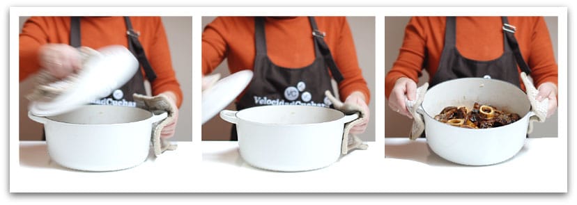 Mi madre con mi cocotte blanca donde os haremos la próxima receta Mi madre con mi cocotte blanca donde os haremos la próxima receta