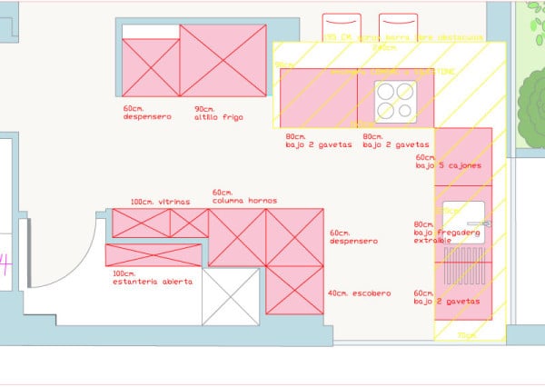 Plano detalle de la cocina
