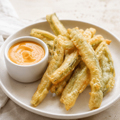Tempura de borrajas con salmorejo