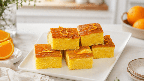 Bizcocho de naranja bañado en almíbar