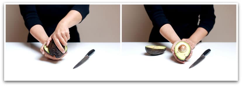 Abrir y vaciar un aguacate