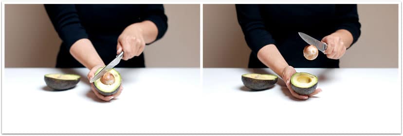 Abrir y vaciar un aguacate