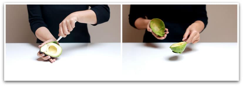 Abrir y vaciar un aguacate
