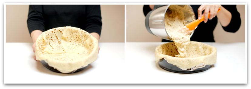 Timbal de crepês con pollo y espinacas