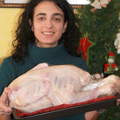 Silvia Peropadre con su pavo