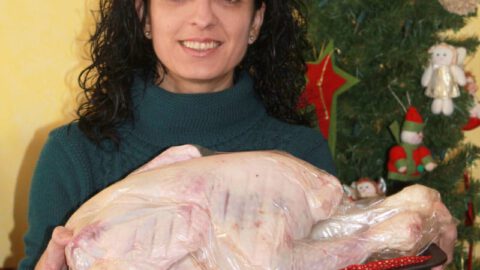 Silvia Peropadre con su pavo