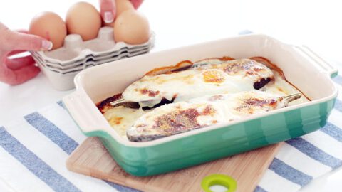 Berenjenas rellenas de pisto y huevo