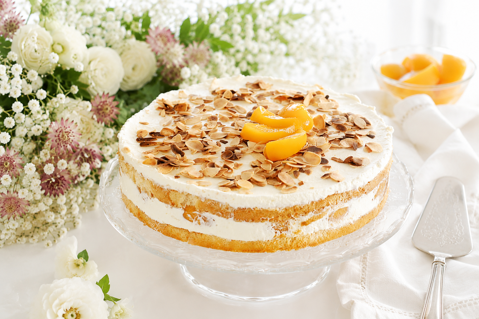 Tarta rápida de melocotón