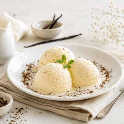 Helado cremoso de nata y yemas, sabor vainilla