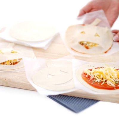 Mini pizzas calabaza con obleas
