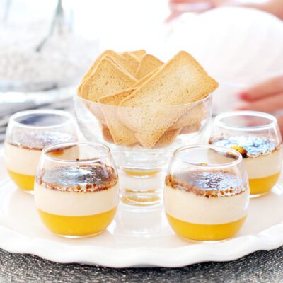 Creme Brulée con gelatina de mango